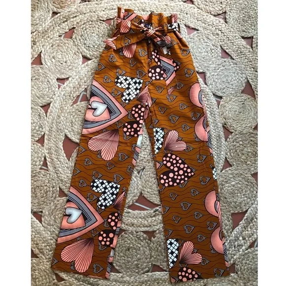 ROYAL NATIVE Hand Made Heart Motif Izzy Belted Pants